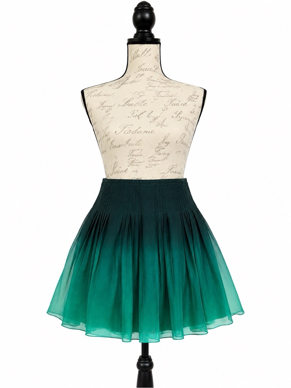 Theory Teal to Emerald Ombre Chiffon Skirt - Size 8